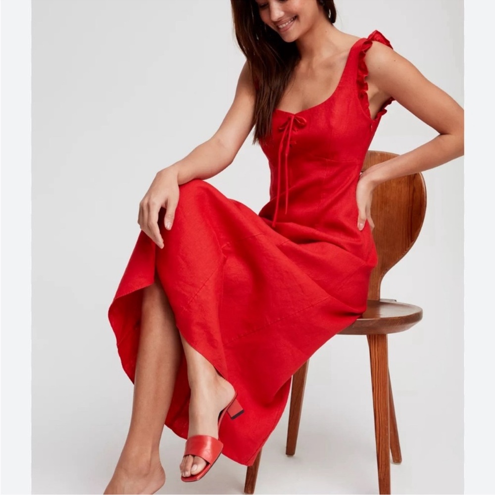 Wilfred Vibrant Red Linen Dress - NWOT